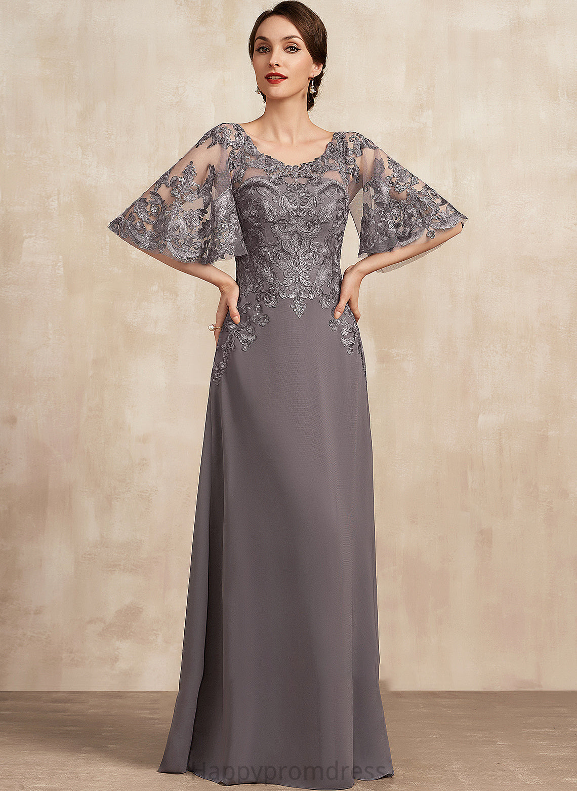 the Lace of With Mother of the Bride Dresses Dress Bride Scoop Chiffon Mother Sequins Neck Floor-Length A-Line Phoenix