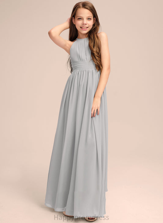 Floor-Length A-Line With Hayden Scoop Chiffon Neck Ruffle Junior Bridesmaid Dresses