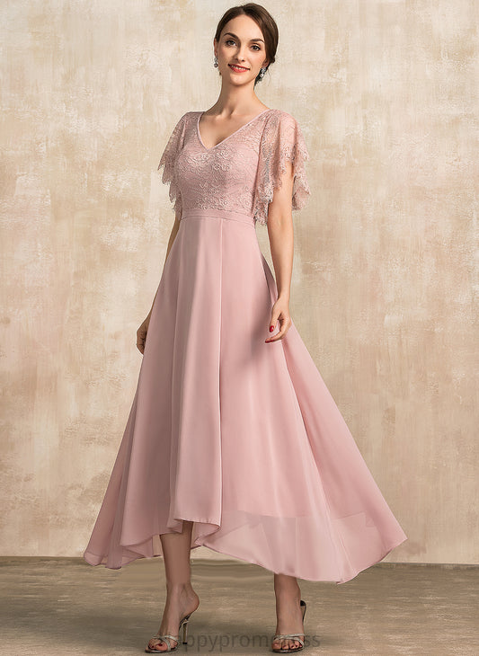 Mother of the Bride Dresses Dress Mother the Lace A-Line Bride Chiffon Ankle-Length Jamiya of V-neck