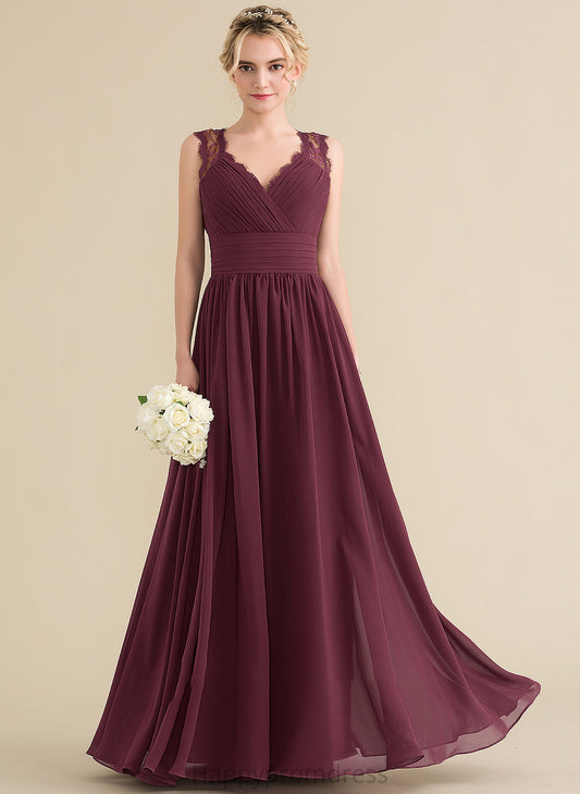 Bow(s) Silhouette Embellishment Floor-Length Ruffle V-neck Neckline Fabric A-Line Length Keely A-Line/Princess Bridesmaid Dresses