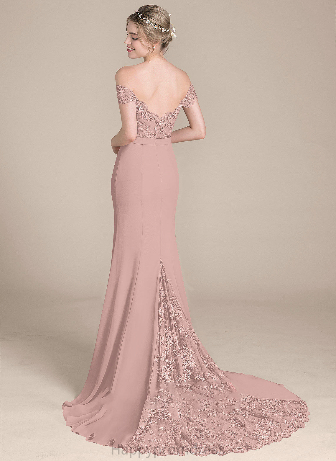 Court Lace Sequins Off-the-Shoulder Trumpet/Mermaid With Prom Dresses Train Chiffon Estrella