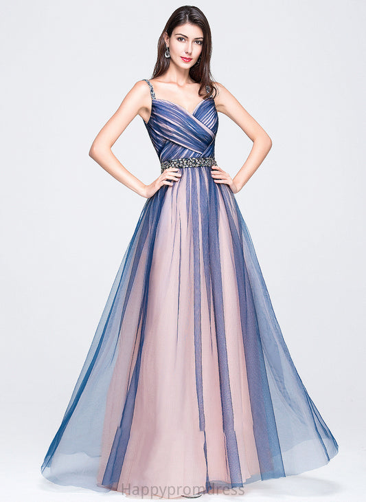 Beading Floor-Length Tulle With Ball-Gown/Princess Sequins Ruffle Maeve Sweetheart Prom Dresses