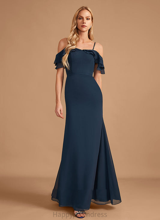 Embellishment Ruffle Fabric Sheath/Column Neckline Off-the-Shoulder Floor-Length Length Beading Silhouette Cierra Floor Length Bridesmaid Dresses