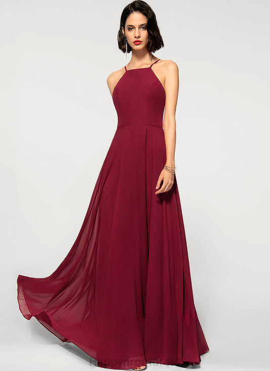 Neckline Prom Dresses Kendal Floor-Length A-Line Neck Chiffon Scoop Square