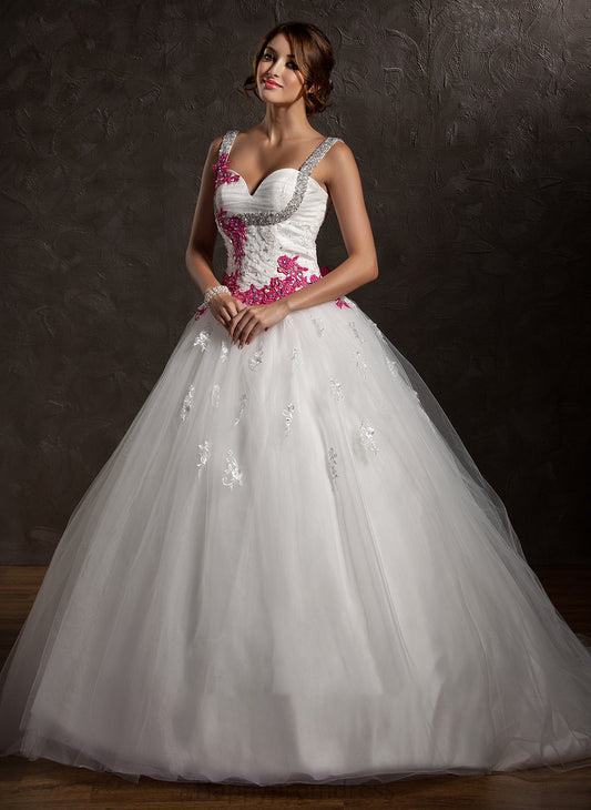 Train Sweetheart Wedding Lyla Appliques Chapel Ball-Gown/Princess Wedding Dresses Bow(s) Tulle Lace Dress With Ruffle