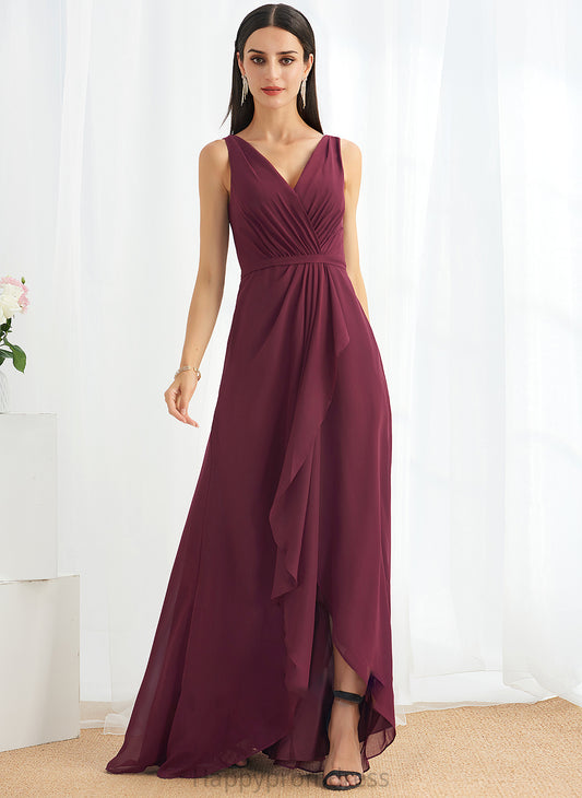 Embellishment Silhouette Asymmetrical Length SplitFront A-Line Neckline Fabric V-neck Susie Floor Length A-Line/Princess Bridesmaid Dresses