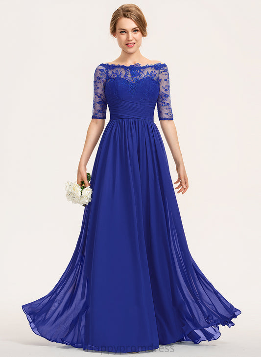 A-Line Off-the-Shoulder Length Fabric Ruffle Embellishment Silhouette Neckline Floor-Length Jaiden Floor Length Off The Shoulder Bridesmaid Dresses