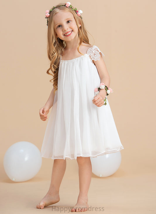 Flower Dress - Flower Girl Dresses A-Line/Princess With Sleeveless Lace Chiffon Scoop Girl Tea-length Tatum Neck