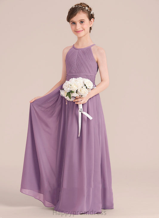 Chiffon Dress Mollie Flower Flower Girl Dresses Girl - With Neck Scoop Hole A-Line Floor-length Back Sleeveless