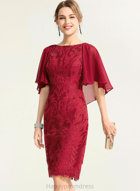 Cocktail Dress Neck Sheath/Column Chiffon Scoop Simone Lace Cocktail Dresses Knee-Length