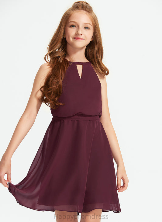 Knee-Length Neck Junior Bridesmaid Dresses A-Line Bow(s) With Scoop Sonia Chiffon