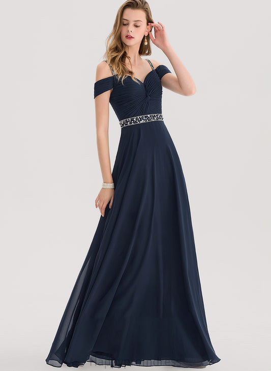 Beading A-Line Sequins Chiffon Sweetheart Floor-Length Hedda With Prom Dresses