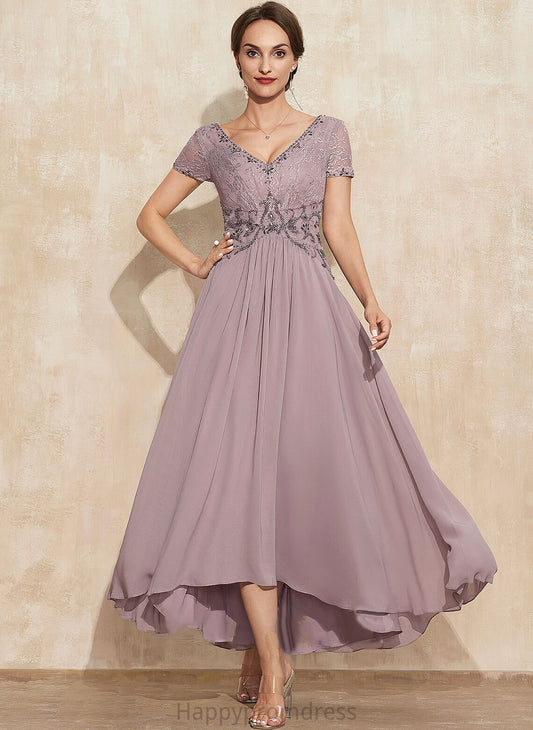 Asymmetrical Beading A-Line Chiffon the Lace Mother Bride Mother of the Bride Dresses Savanah With Dress V-neck of