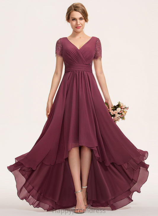 V-neck A-Line Embellishment Length Neckline Asymmetrical Fabric Pleated Silhouette Finley A-Line/Princess Scoop Bridesmaid Dresses