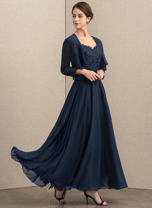 Aliana Dress Mother of the Bride Dresses Ankle-Length V-neck Bride Sequins of Chiffon the A-Line Mother With Lace