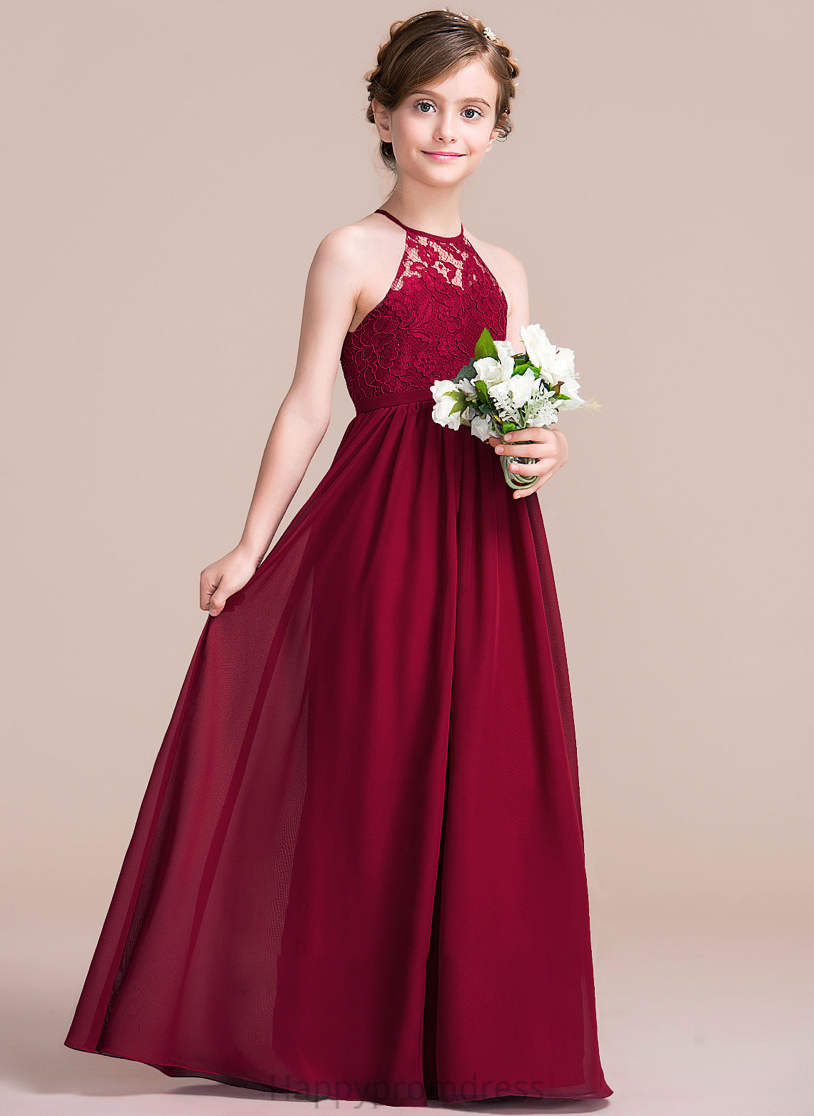 Chiffon Floor-Length Scoop Nora A-Line Neck Junior Bridesmaid Dresses