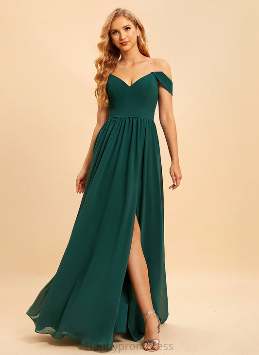 Fabric A-Line Silhouette Floor-Length Embellishment Length Off-the-Shoulder SplitFront Neckline Anabella A-Line/Princess Sleeveless Bridesmaid Dresses