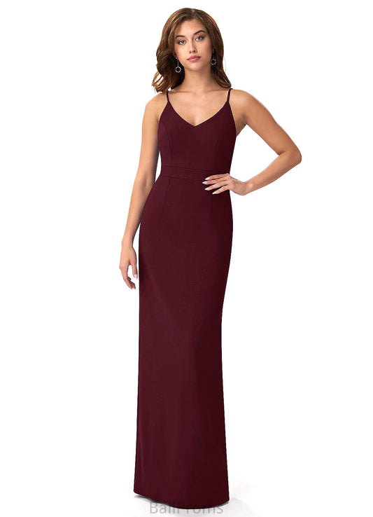 Violet Natural Waist Floor Length V-Neck A-Line/Princess Sleeveless Bridesmaid Dresses