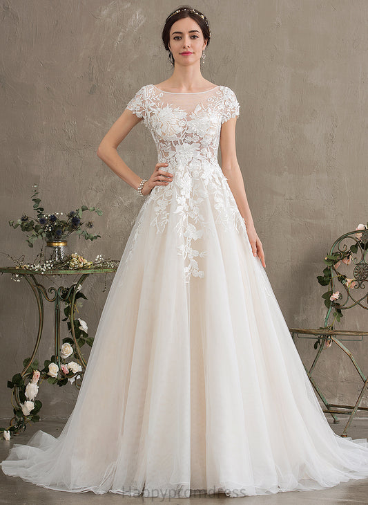 Wedding Dresses Dress Illusion Court Train Shania Wedding Ball-Gown/Princess Tulle