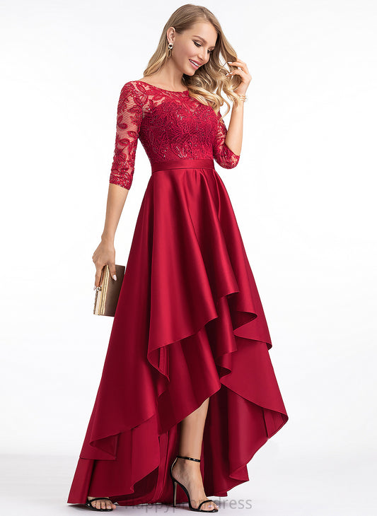 Satin Formal Dresses Round Lainey Dresses Neck A-line