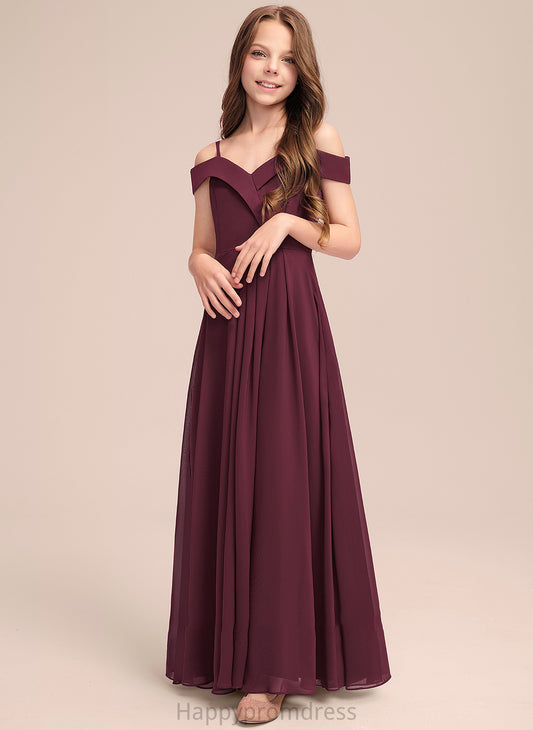 A-Line Chiffon Junior Bridesmaid Dresses Brylee Off-the-Shoulder Floor-Length