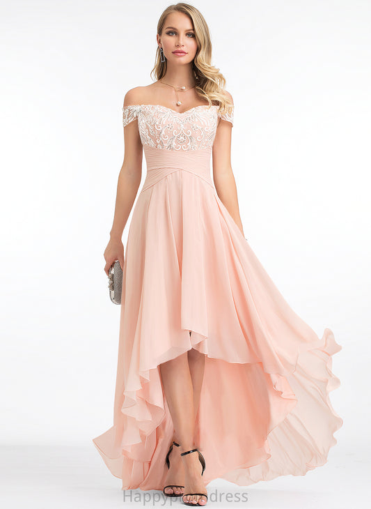 Off-the-Shoulder Asymmetrical Wedding Sequins Chiffon With Dress Itzel A-Line Wedding Dresses