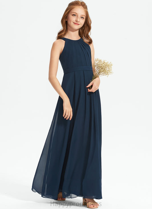 Giovanna With Ruffle Floor-Length Neck Junior Bridesmaid Dresses Chiffon A-Line Scoop