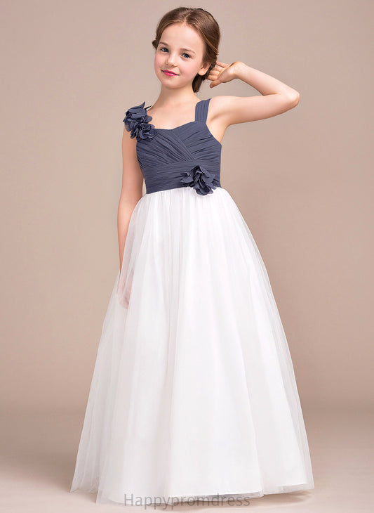 Flower(s) With Ruffle Floor-Length Tulle A-Line Sweetheart Junior Bridesmaid Dresses Kaylynn Chiffon