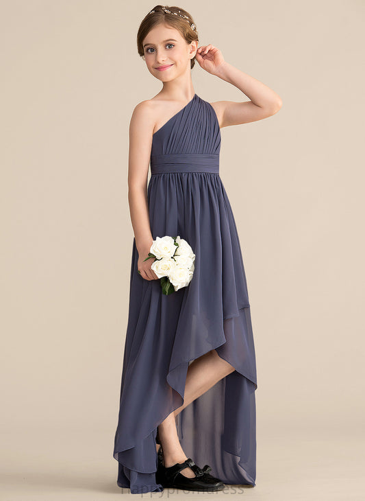 Junior Bridesmaid Dresses Asymmetrical Chiffon A-Line One-Shoulder Jaylynn Ruffle With