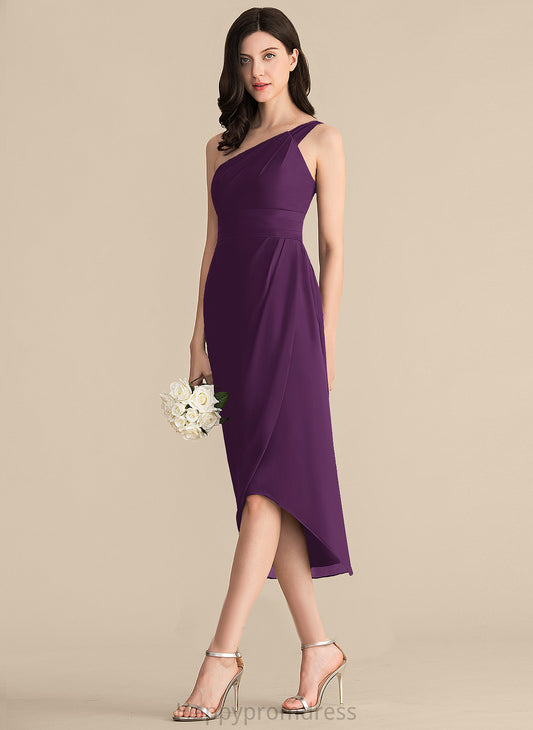 Sheath/Column With Ruffle Dress Asymmetrical Chiffon One-Shoulder Cocktail Dresses Cocktail Aryanna