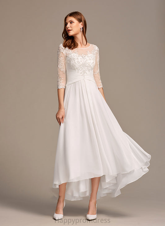 With Wedding Wedding Dresses Dress Lace Asymmetrical Illusion Alaina A-Line