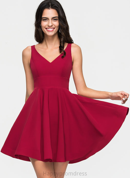 Short/Mini Crepe Homecoming Dresses A-Line Homecoming Stretch Dress V-neck Arianna