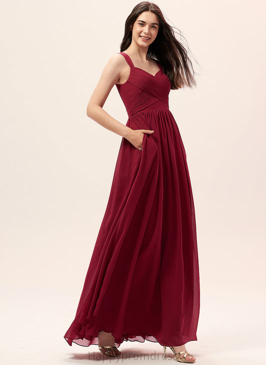 Pockets Fabric Silhouette Length Ruffle Sweetheart A-Line Neckline Embellishment Floor-Length Hanna Short Sleeves Bridesmaid Dresses