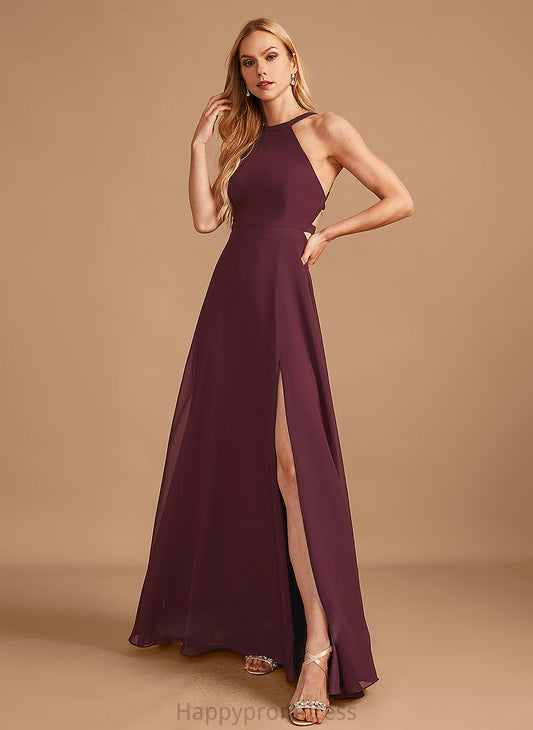 HighNeck Silhouette SplitFront Neckline Length A-Line Floor-Length Fabric Embellishment Maribel Floor Length A-Line/Princess Bridesmaid Dresses