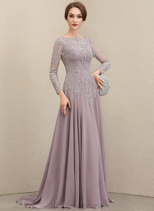 Mother Chiffon Dress Sequins With Yasmin the Sweep Neck Mother of the Bride Dresses Lace Scoop Train A-Line of Bride