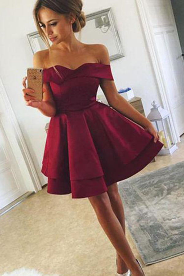 Elegant Off the Shoulder Sleeveless A Line Homecoming Dresses