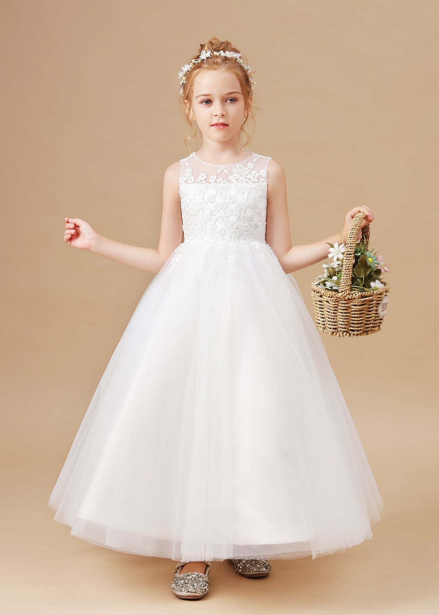 Sweetheart Sleeveless Tulle Flower Girl Dresses With Appliques