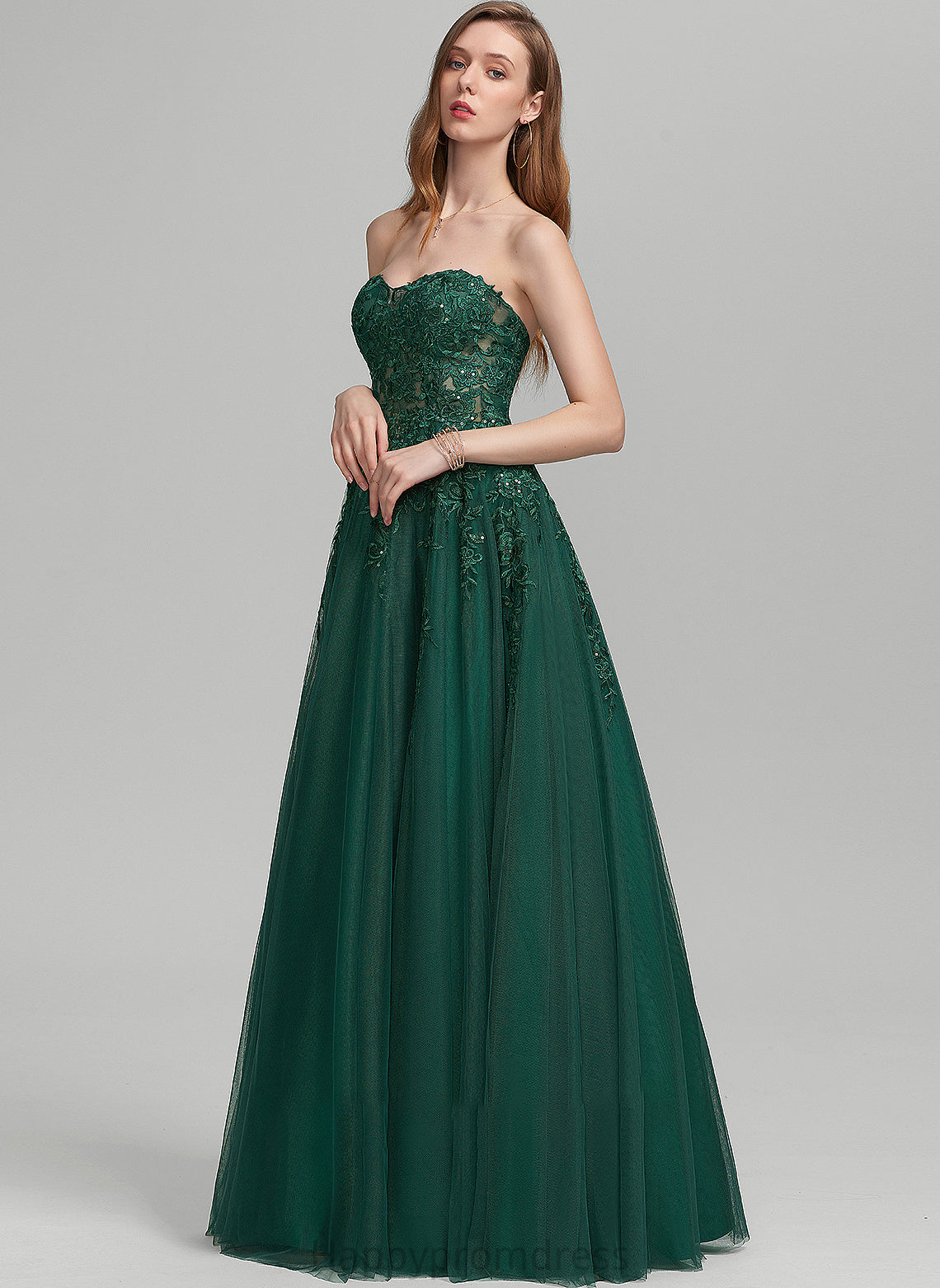 Tulle Floor-Length Prom Dresses Sweetheart Sequins With Ball-Gown/Princess Kamryn