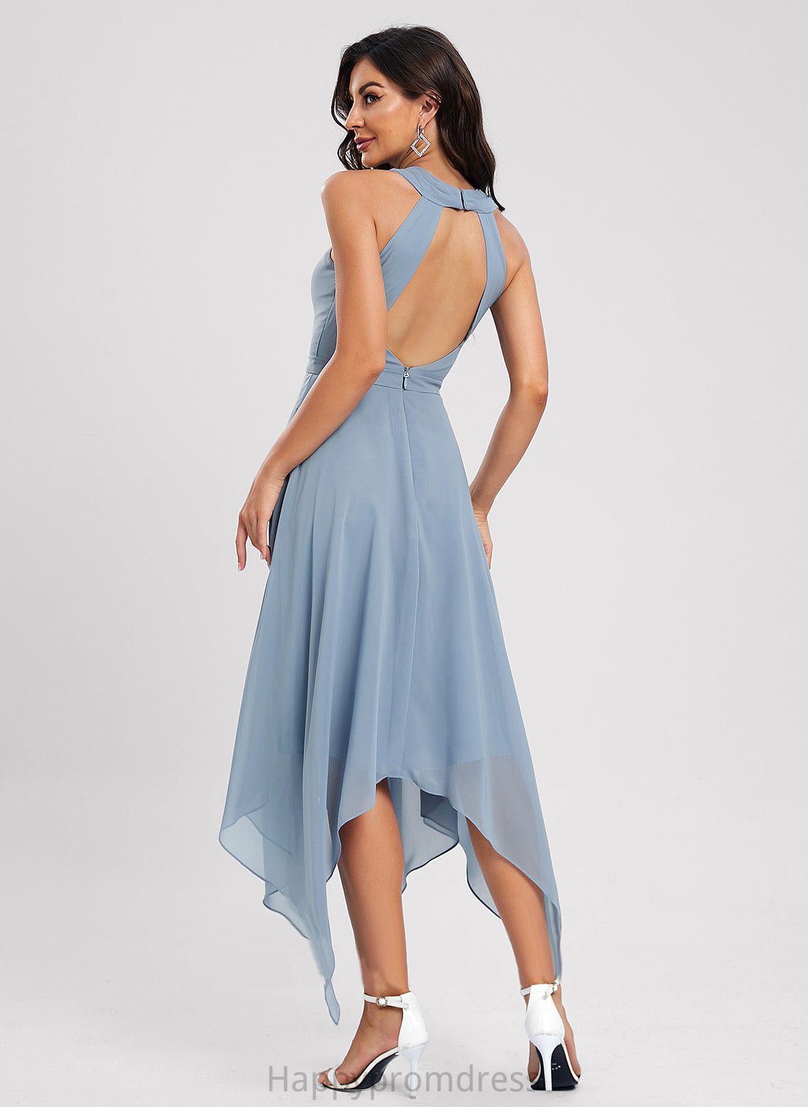 Cocktail Dresses Cocktail Dress V-neck A-Line Chiffon Clarissa Asymmetrical