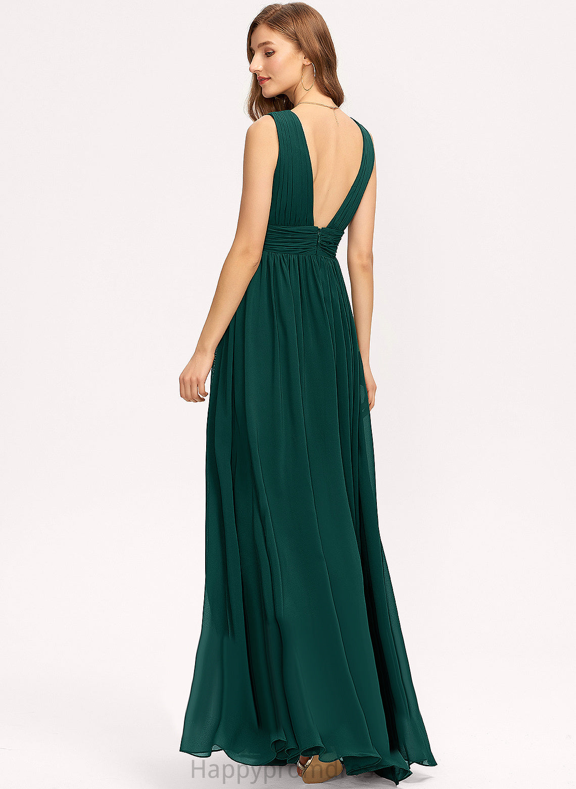 V-neck Embellishment Pleated Neckline Floor-Length Fabric Length A-Line Silhouette Jade Sleeveless Floor Length Bridesmaid Dresses