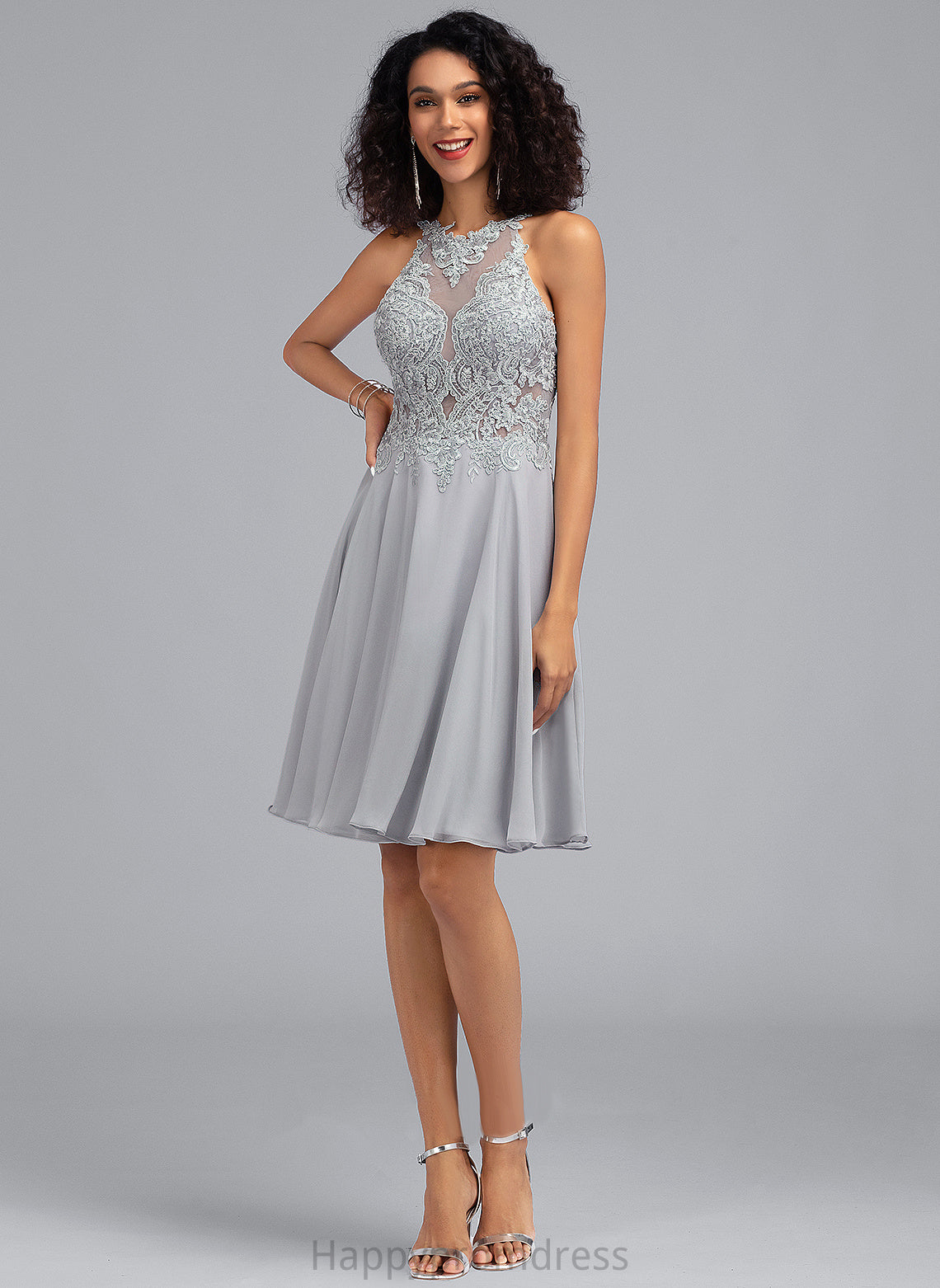 With Dress Neck Homecoming Sequins A-Line Scoop Homecoming Dresses Kiley Knee-Length Chiffon