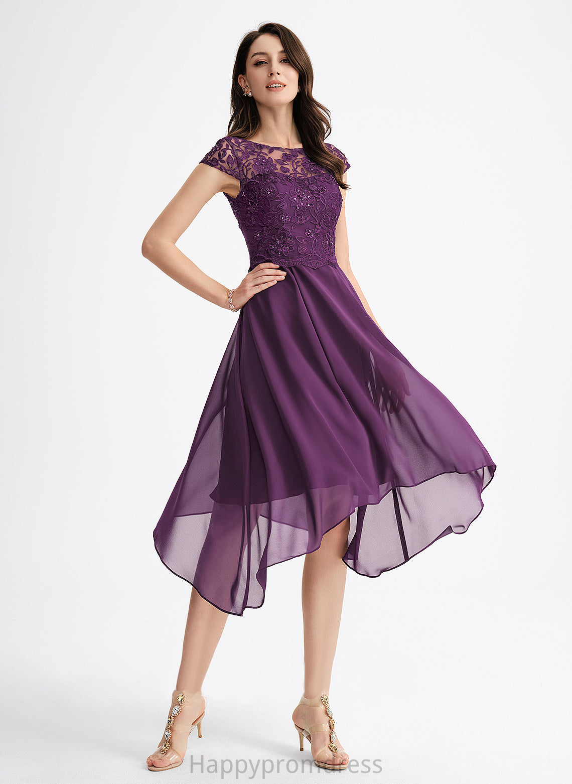 With Asymmetrical Scoop A-Line Neck Beading Lace Mckenzie Cocktail Dresses Dress Cocktail Sequins Chiffon