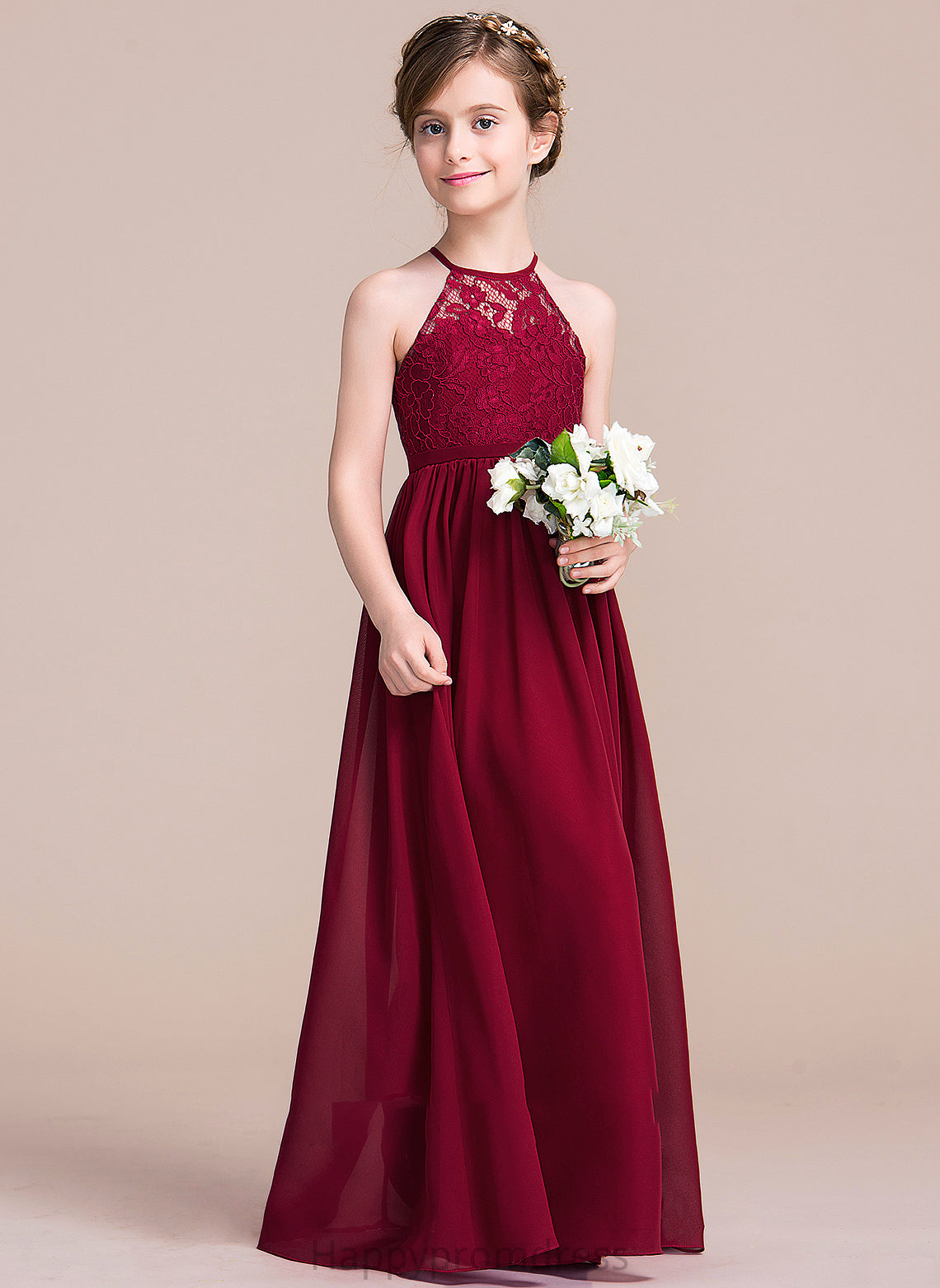 Chiffon Floor-Length Scoop Nora A-Line Neck Junior Bridesmaid Dresses