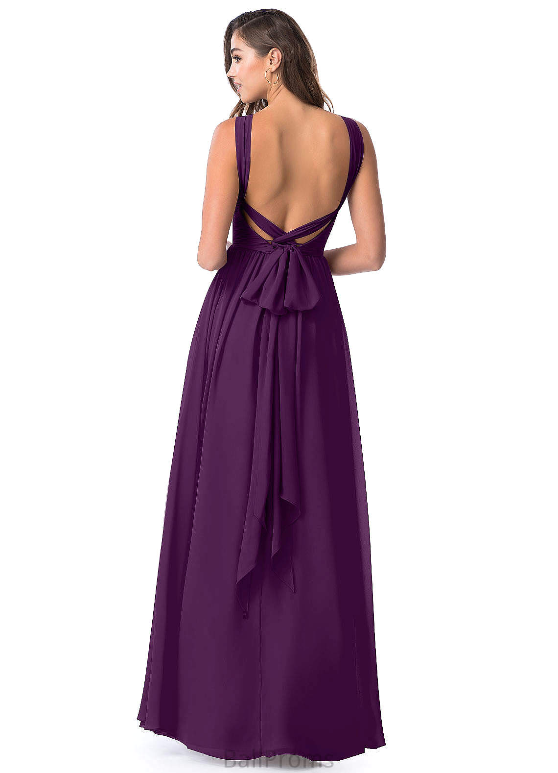 Veronica V-Neck A-Line/Princess Empire Waist Half Sleeves Floor Length Bridesmaid Dresses