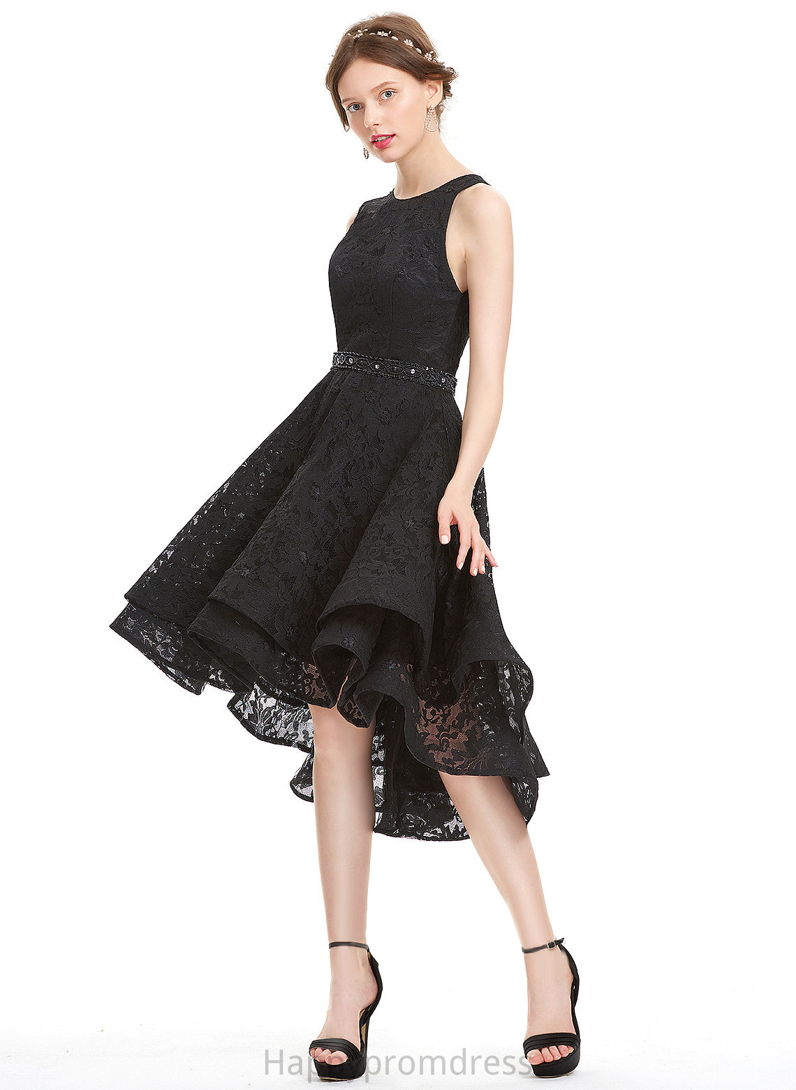 Homecoming Neck Scoop Homecoming Dresses Lace A-Line With Asymmetrical Beading Jaidyn Lace Dress