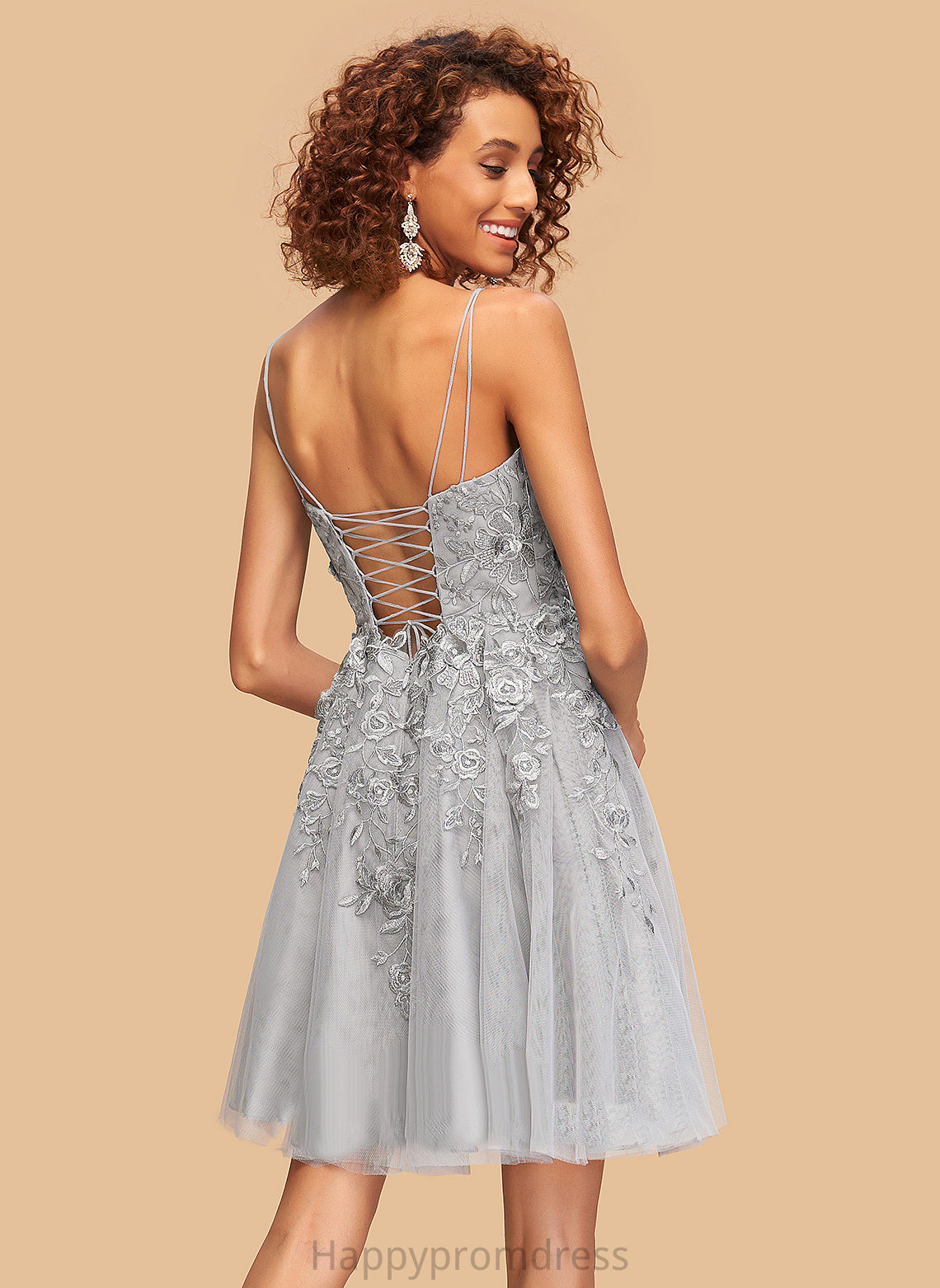 Tulle Dress V-neck Short/Mini A-Line Lace Homecoming Homecoming Dresses With Mckenzie