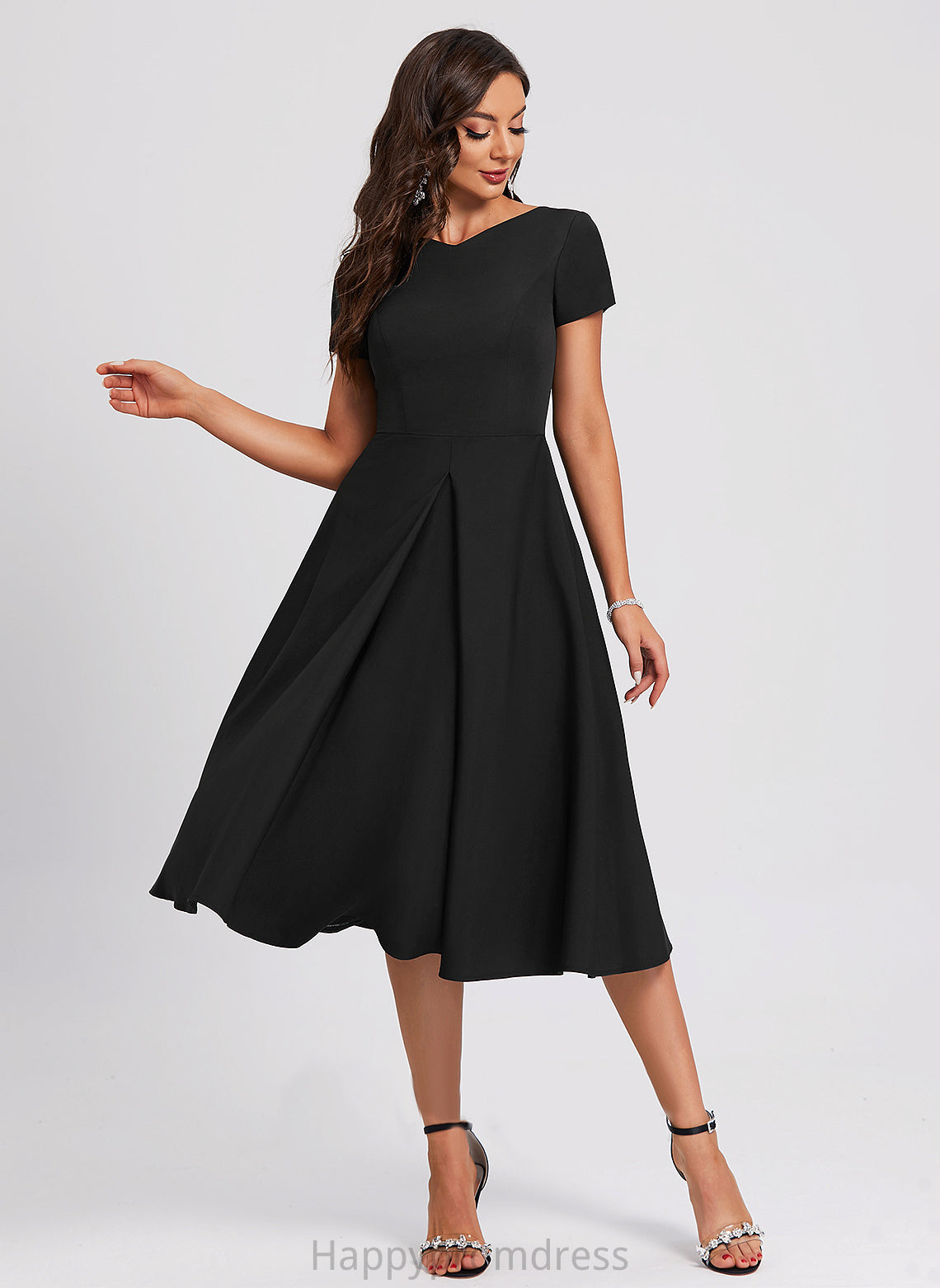 V-neck Dress Alexis Stretch Cocktail Dresses Cocktail A-Line Crepe Knee-Length