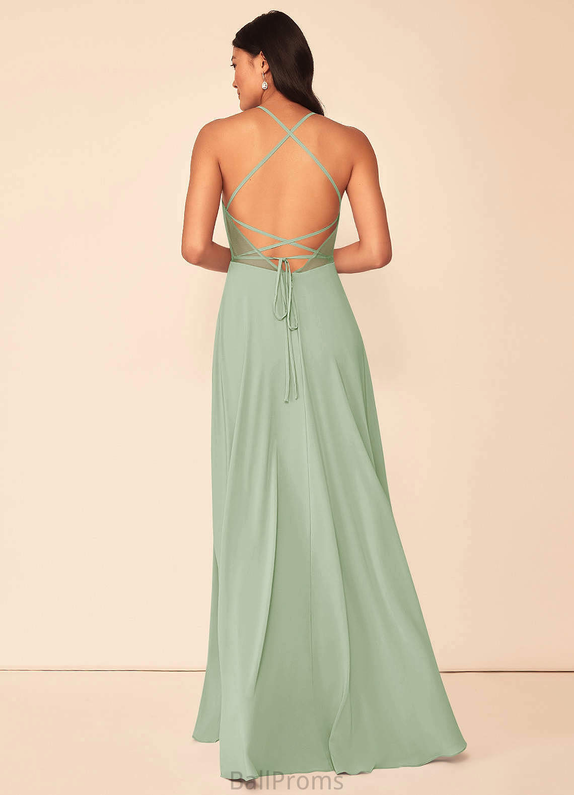 Mollie Sleeveless Floor Length Natural Waist Straps A-Line/Princess Bridesmaid Dresses