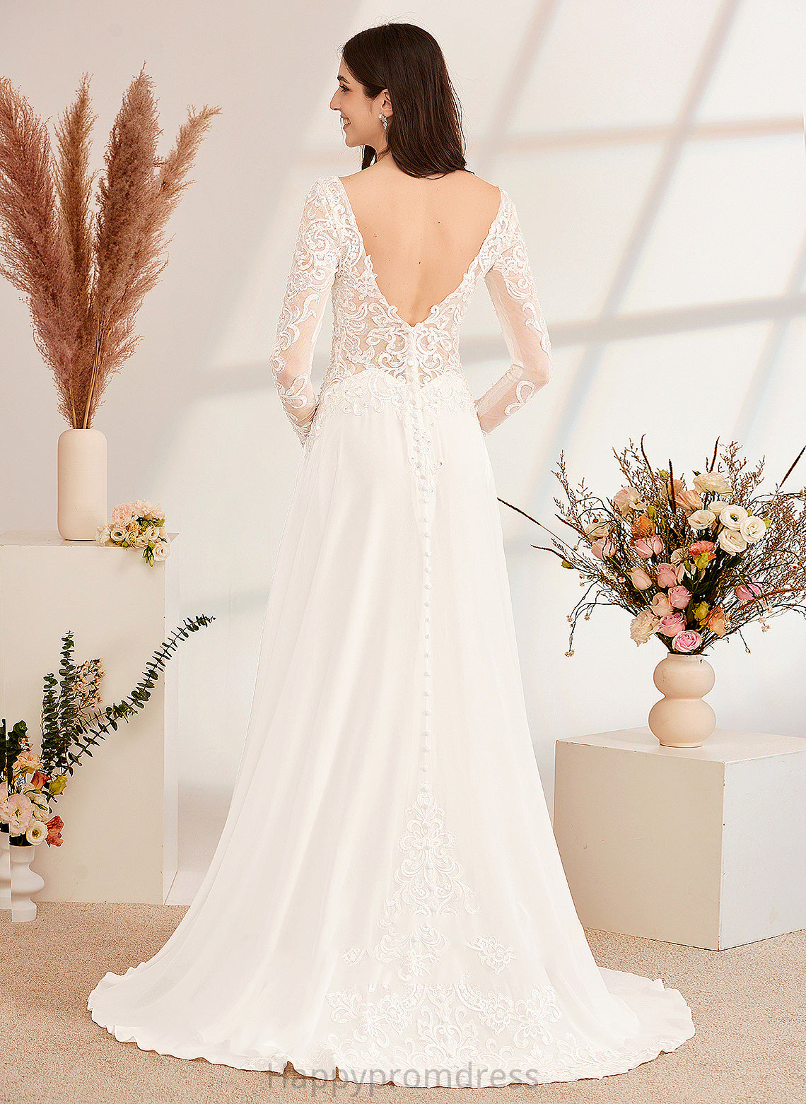 Beading Kendall Wedding Train Dress With Wedding Dresses V-neck Sweep A-Line