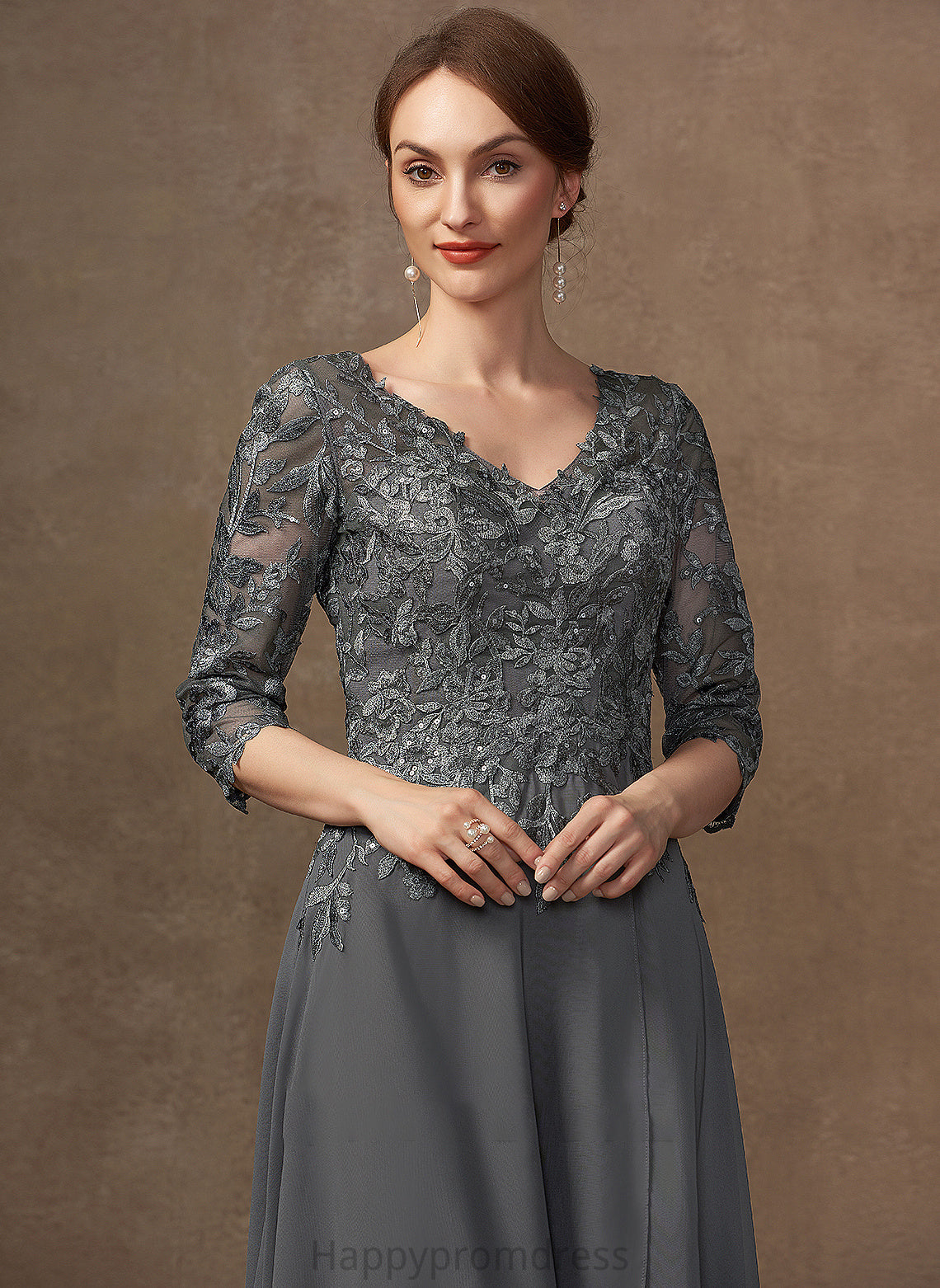 Mother of the Bride Dresses of A-Line Mother Kamari Bride With Dress Lace the Chiffon V-neck Sequins Asymmetrical